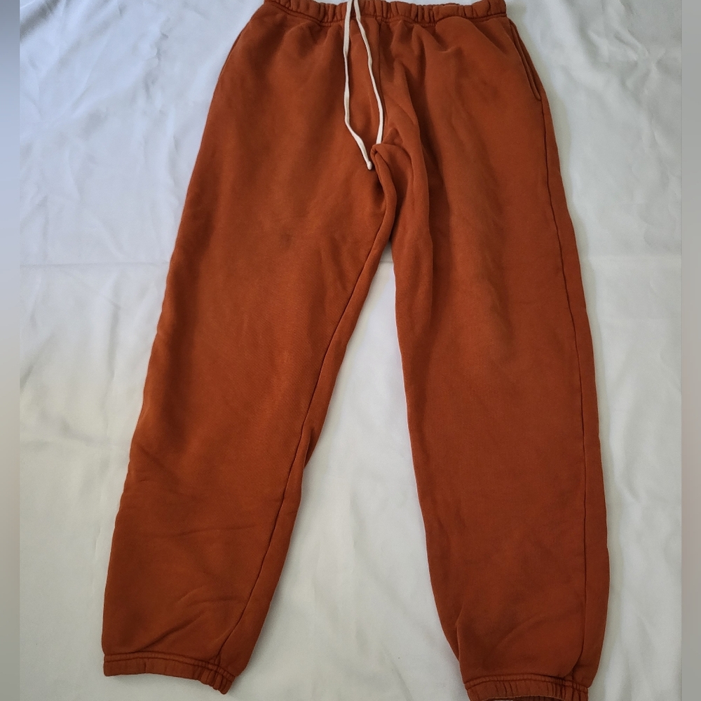 Orange and White Sweatpants with Elastic Waistband